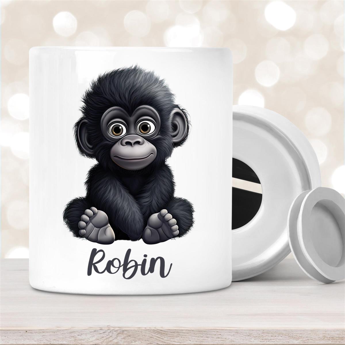 Spardose mit Wunschname Gorilla #1 personalisiert