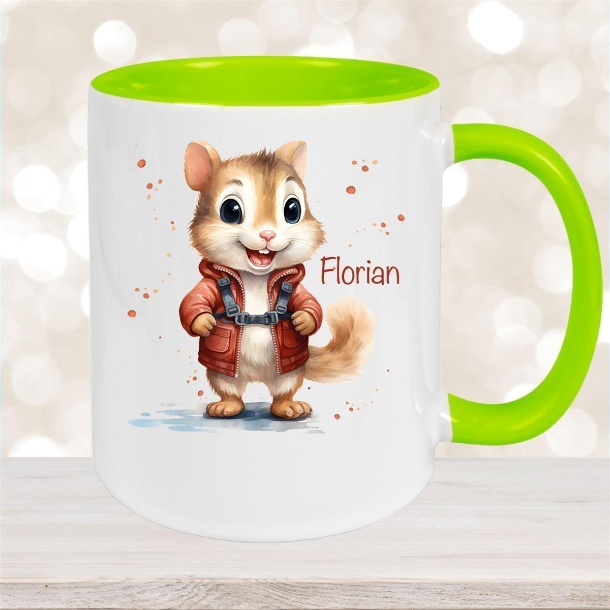 Tasse Wunschname Chipmunk 1 Keramik Kinderbecher personalisiert versch. Farben