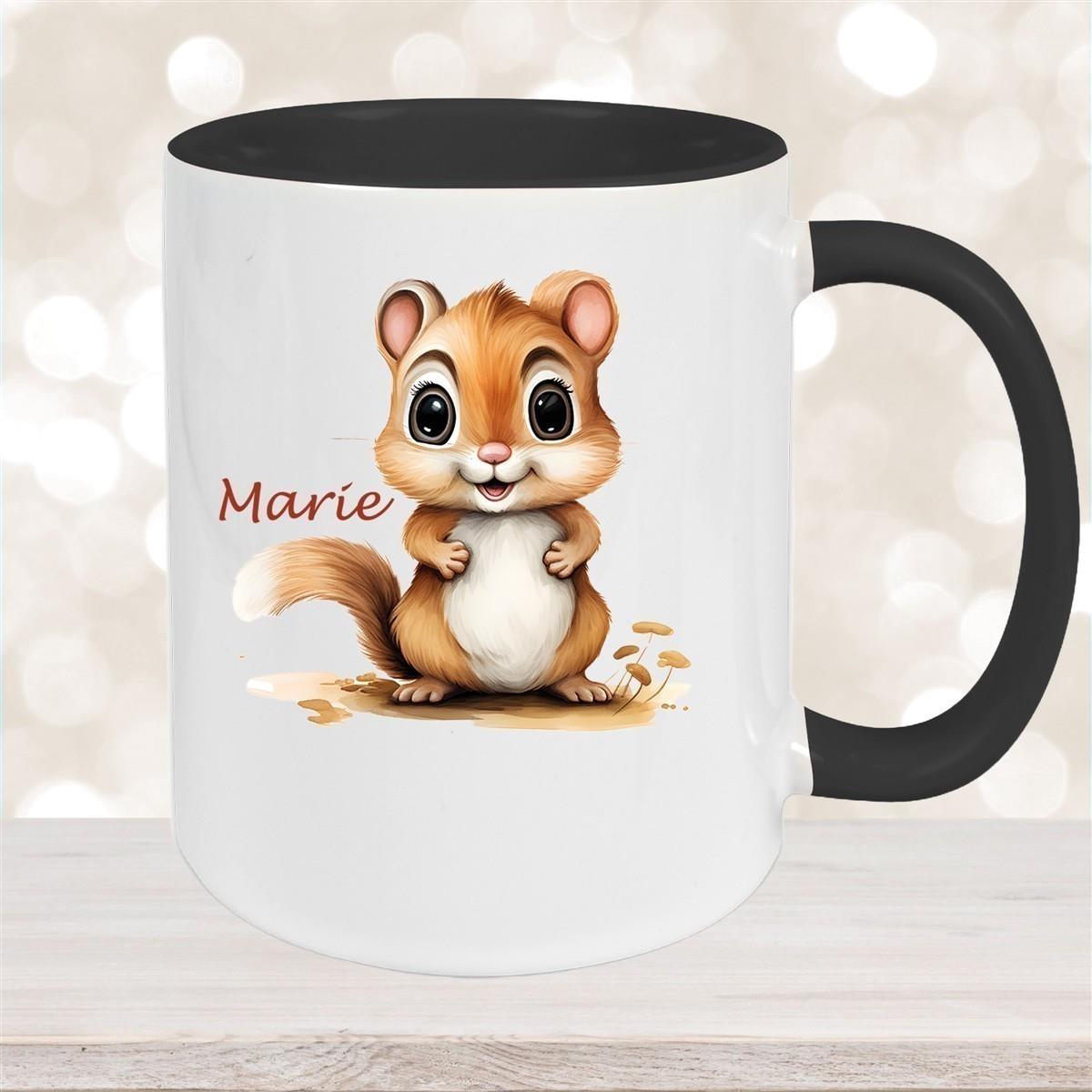 Tasse Wunschname Chipmunk 2 Keramik Kinderbecher personalisiert versch. Farben