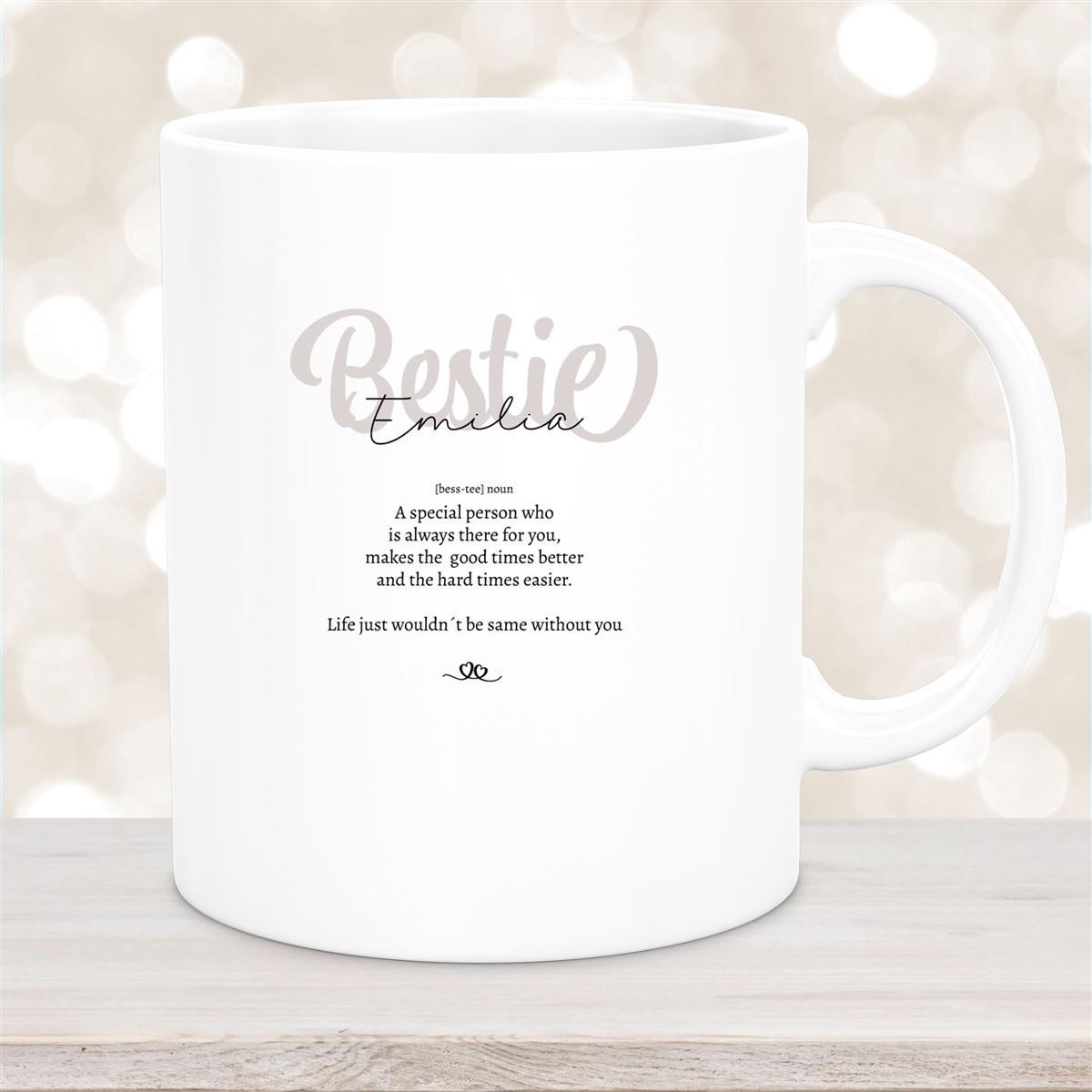 Tasse Wunschname Lieblings-Bestie 2 personalisiert Keramik Becher versch. Farben