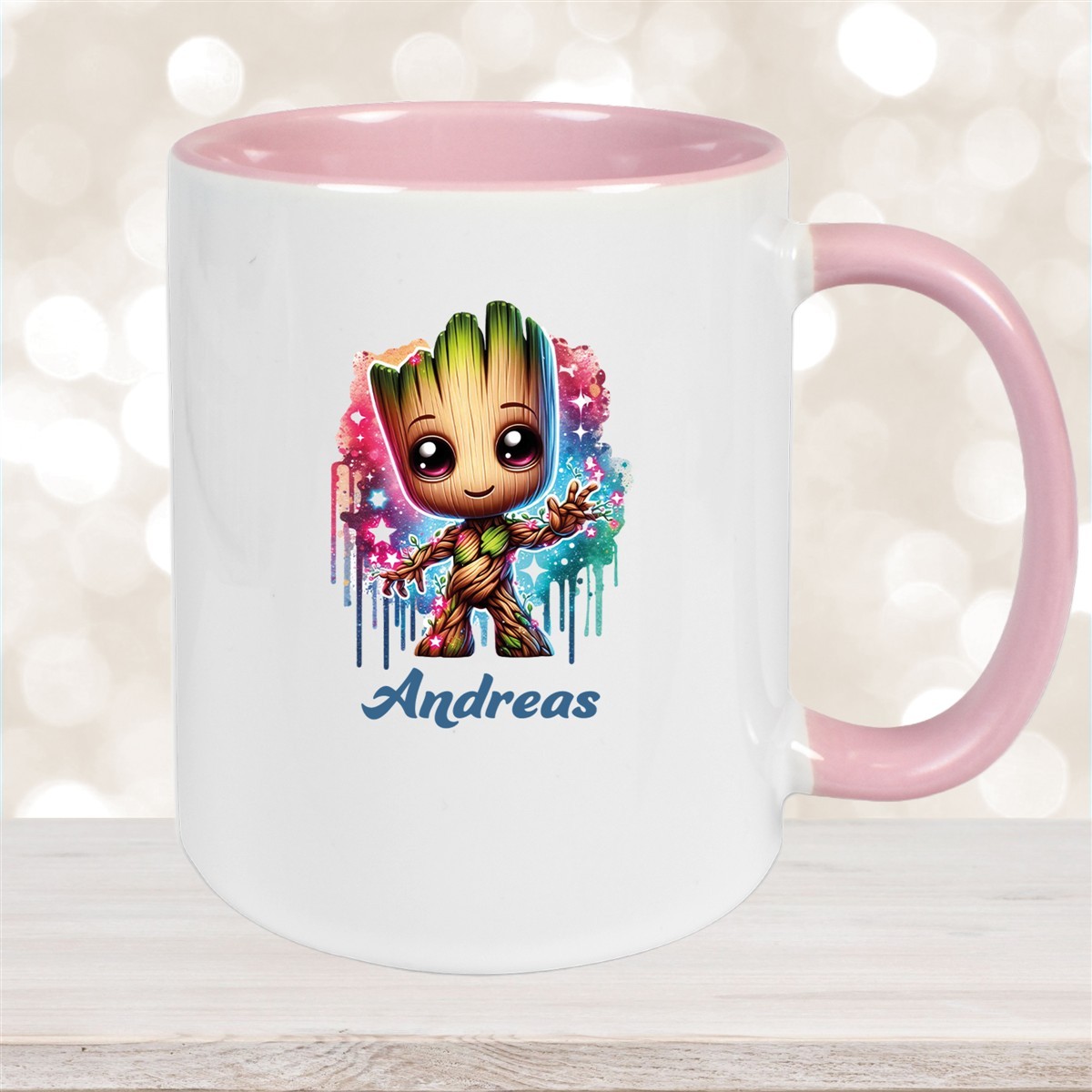 Tasse Baby-Groot #2 Wunschname Keramik Kinderbecher personalisiert Altrosa