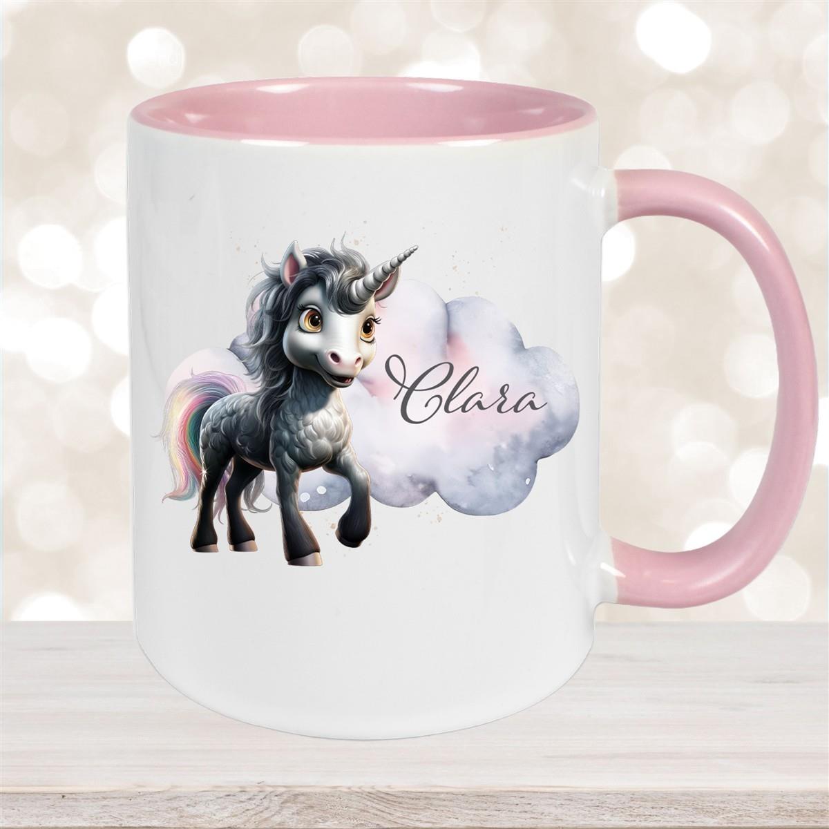 Tasse Einhorn 7 Wunschname Keramik Kinderbecher personalisiert versch. Farben