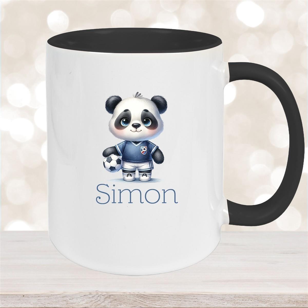 Tasse Wunschname Fußball 17 Personalisiert Panda Keramik Kinderbecher versch. Farben