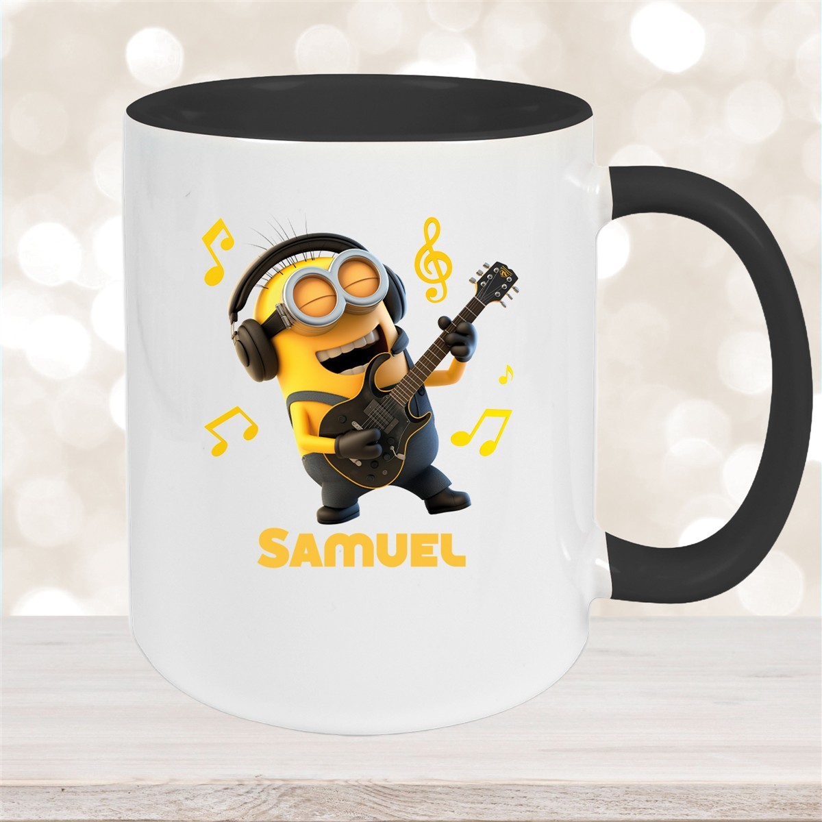 Tasse Minions Kinder Minion #6 Rockstar Wunschname Keramik Kinderbecher personalisiert versch. Farben Schwarz