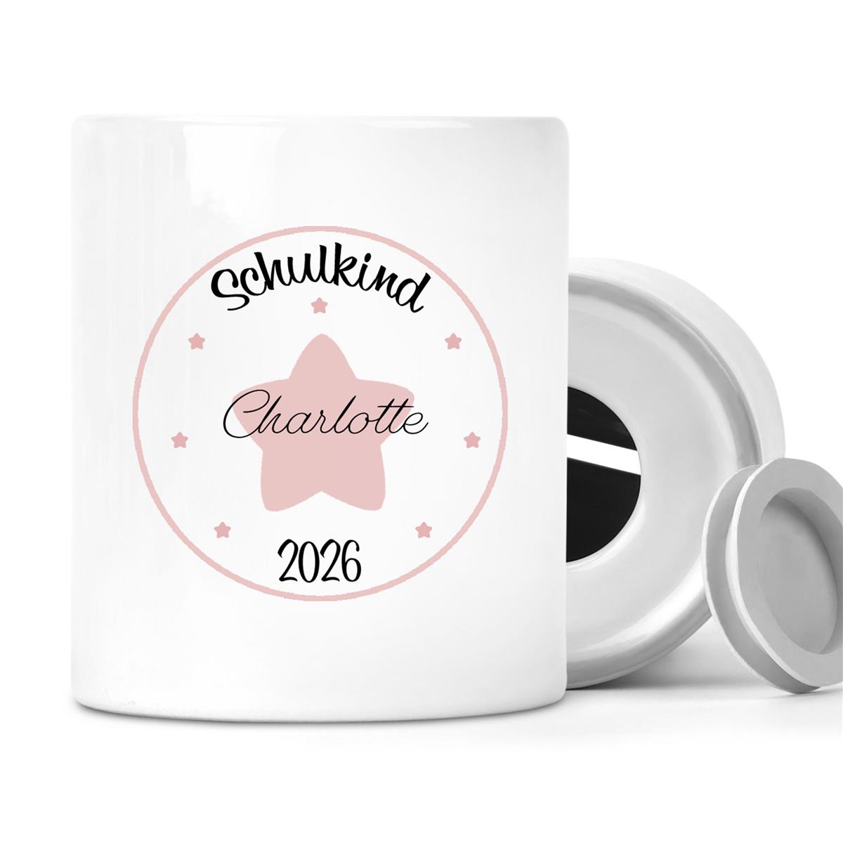 Spardose mit Wunschname Schulanfang 2 personalisiert