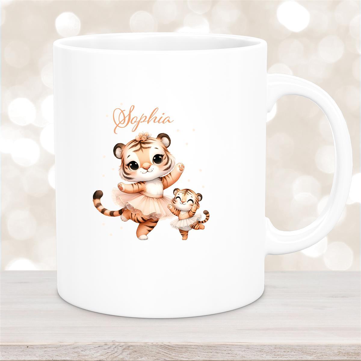 Tasse Wunschname Tiger #2 Keramik Kinderbecher versch. Farben