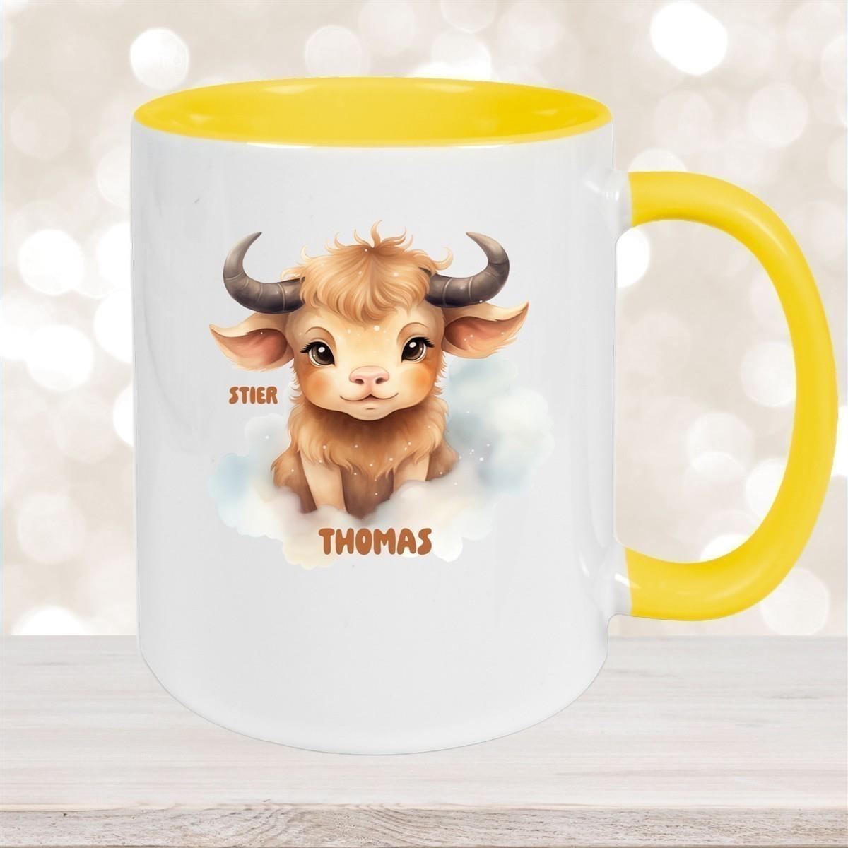 Tasse Sternzeichen Kinder Stier 1 Wunschname Keramik Kinderbecher personalisiert versch. Farben