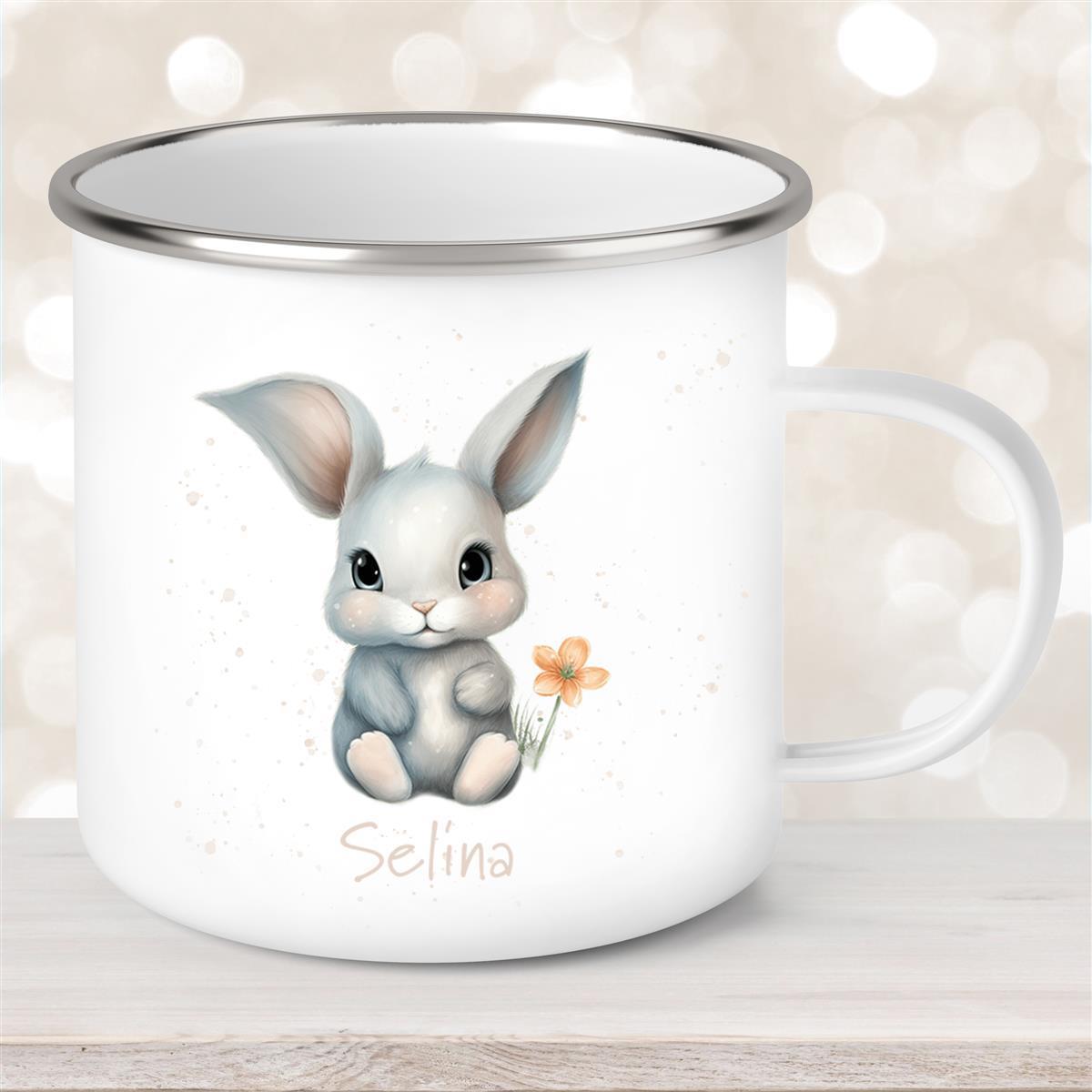 Tasse Ostern - Hase #2 mit Wunschnamen personalisiert Emaillie