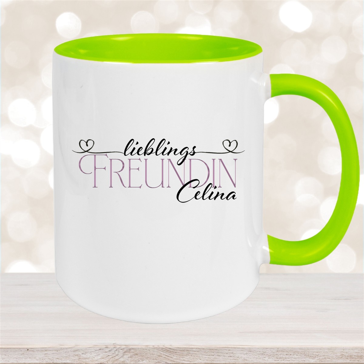Tasse Wunschname Lieblings-Freundin #1 personalisiert Keramik Becher Grün