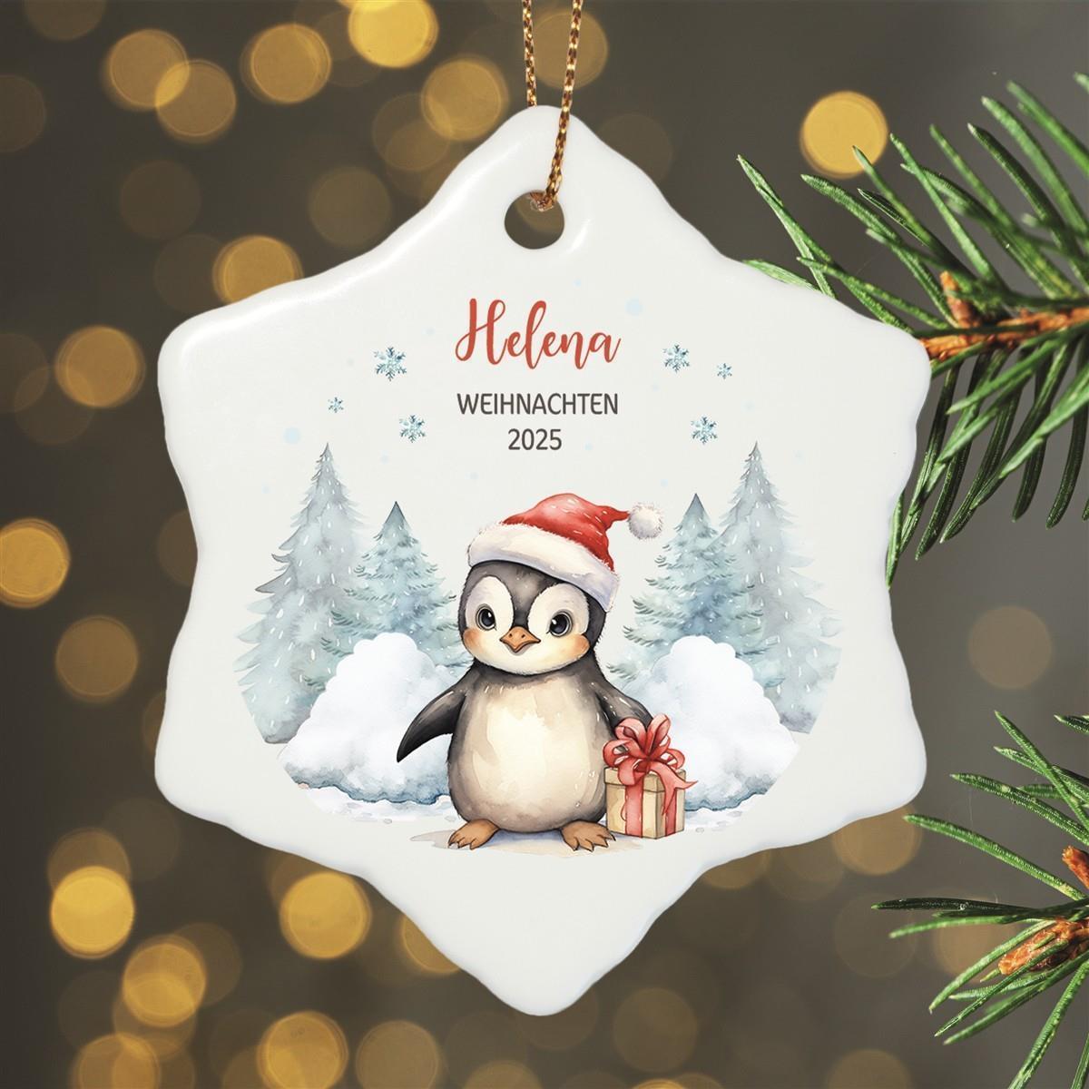Weihnachtsanhänger personalisiert Pinguin erstes Weihnachten 1 Name Motiv Anhänger Keramik, Weihnachtsschmuck, Weihnachtskugel, Christbaumschmuck versch. Formen
