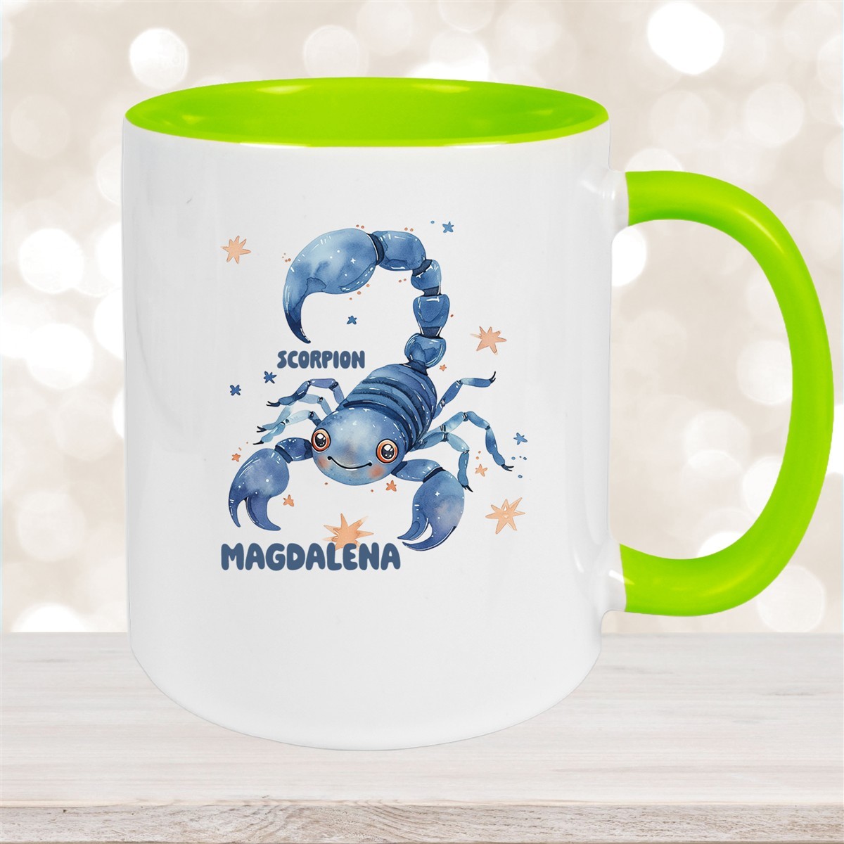Tasse Sternzeichen Kinder Skorpion #1 Wunschname Keramik Kinderbecher personalisiert Grün