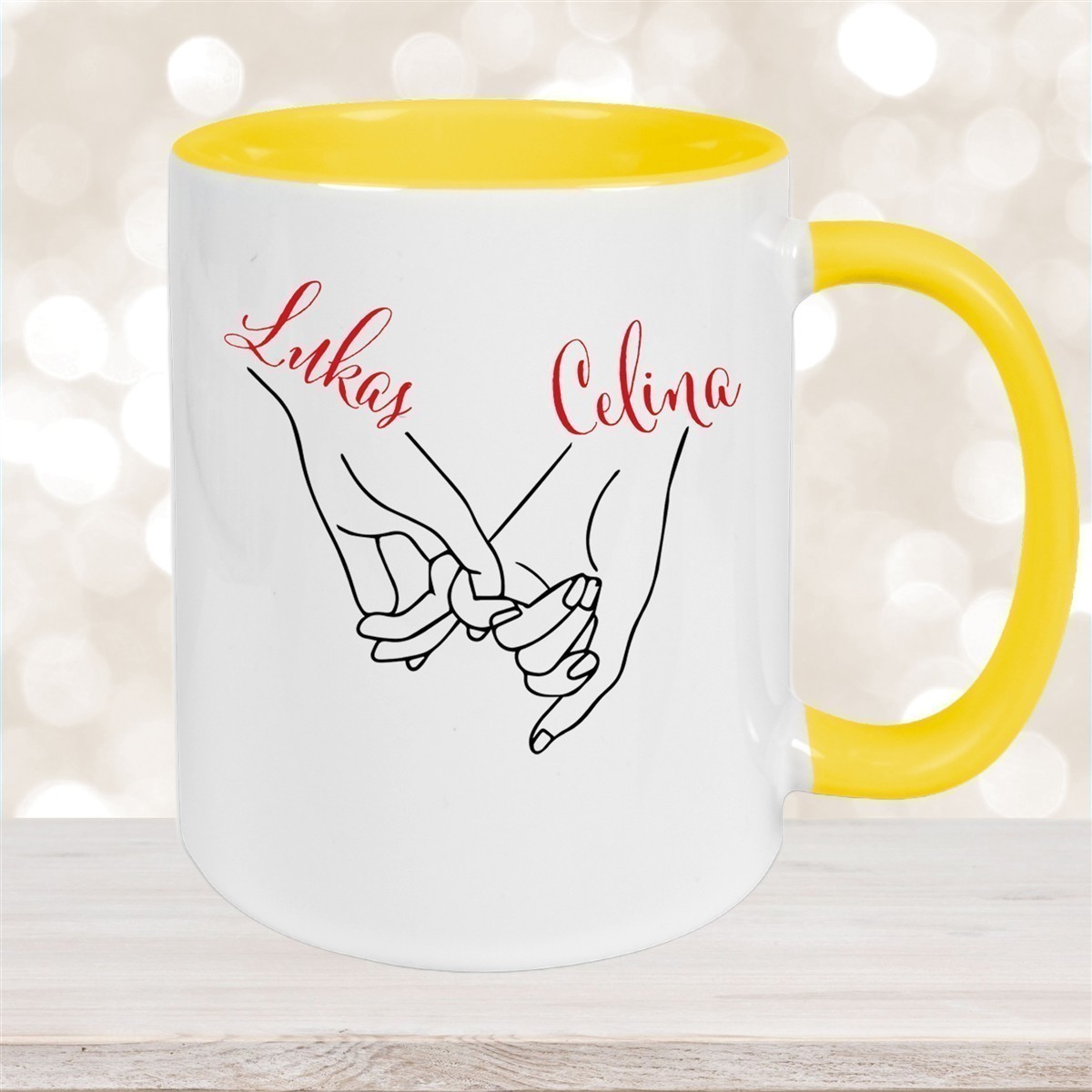 Tasse Hände Valentinstag #5 Wunschnamen Keramik personalisiert versch. Farben