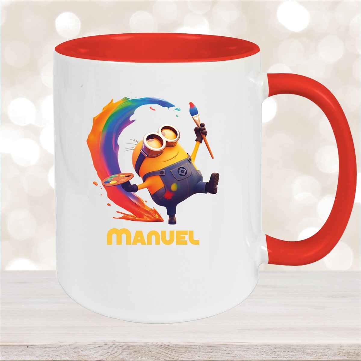 Tasse Minions Kinder Minion #4 Maler Wunschname Keramik Kinderbecher personalisiert versch. Farben Rot