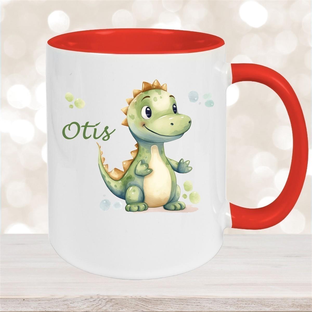Tasse Wunschname Dino 1 Keramik Kinderbecher versch. Farben