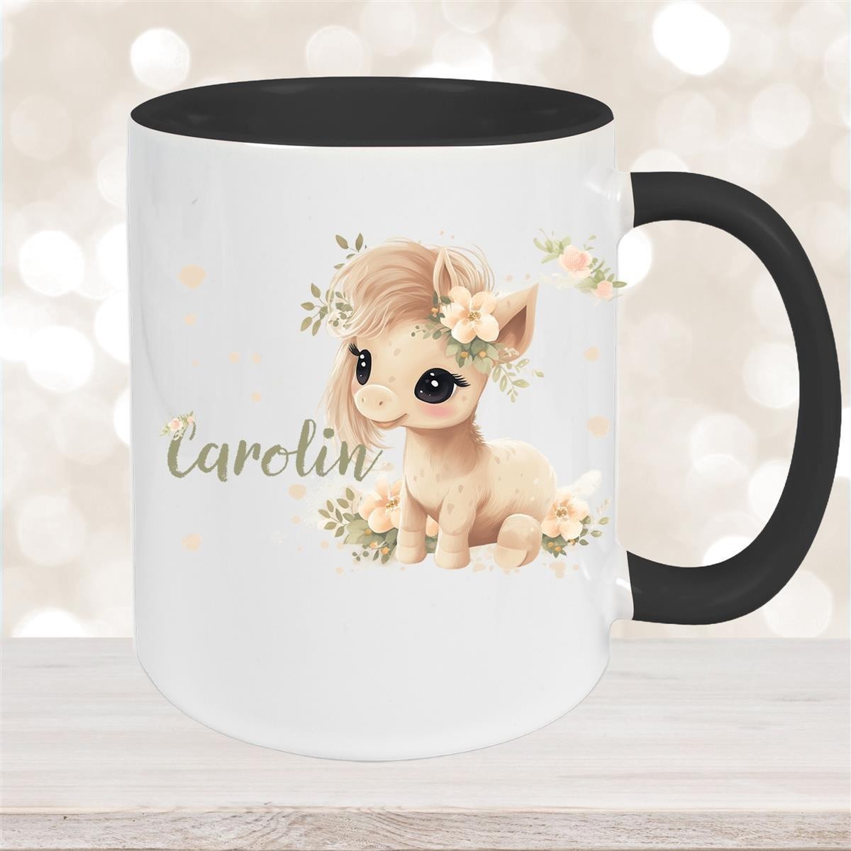 Tasse Pferd #5 Wunschname Keramik Kinderbecher personalisiert versch. Farben