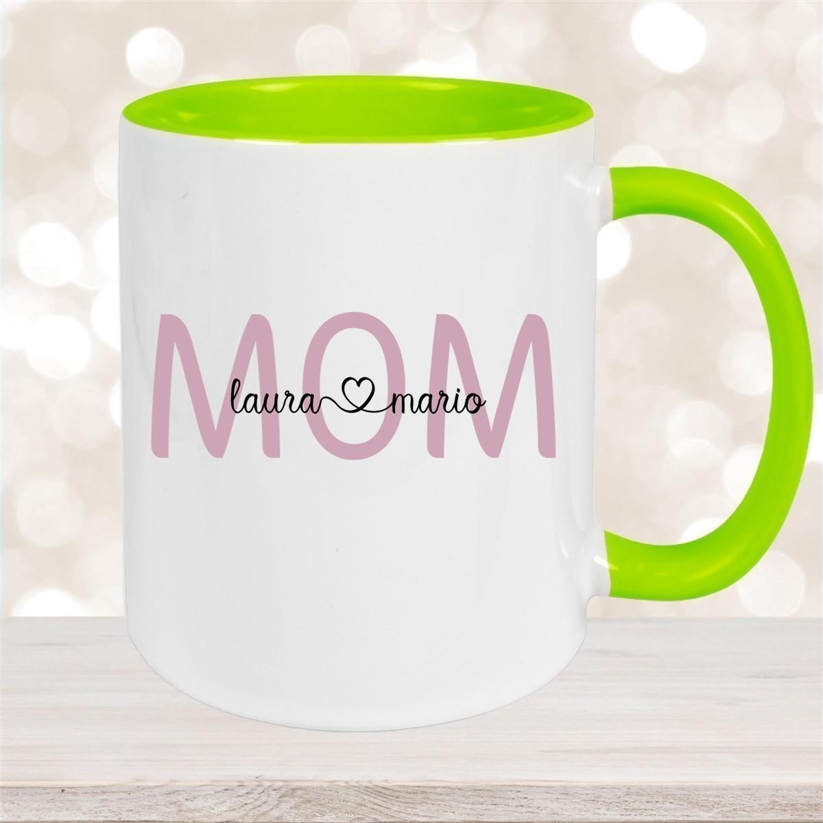 Tasse Muttertag 2 Wunschnamen Keramik Personalisiert versch. Farben