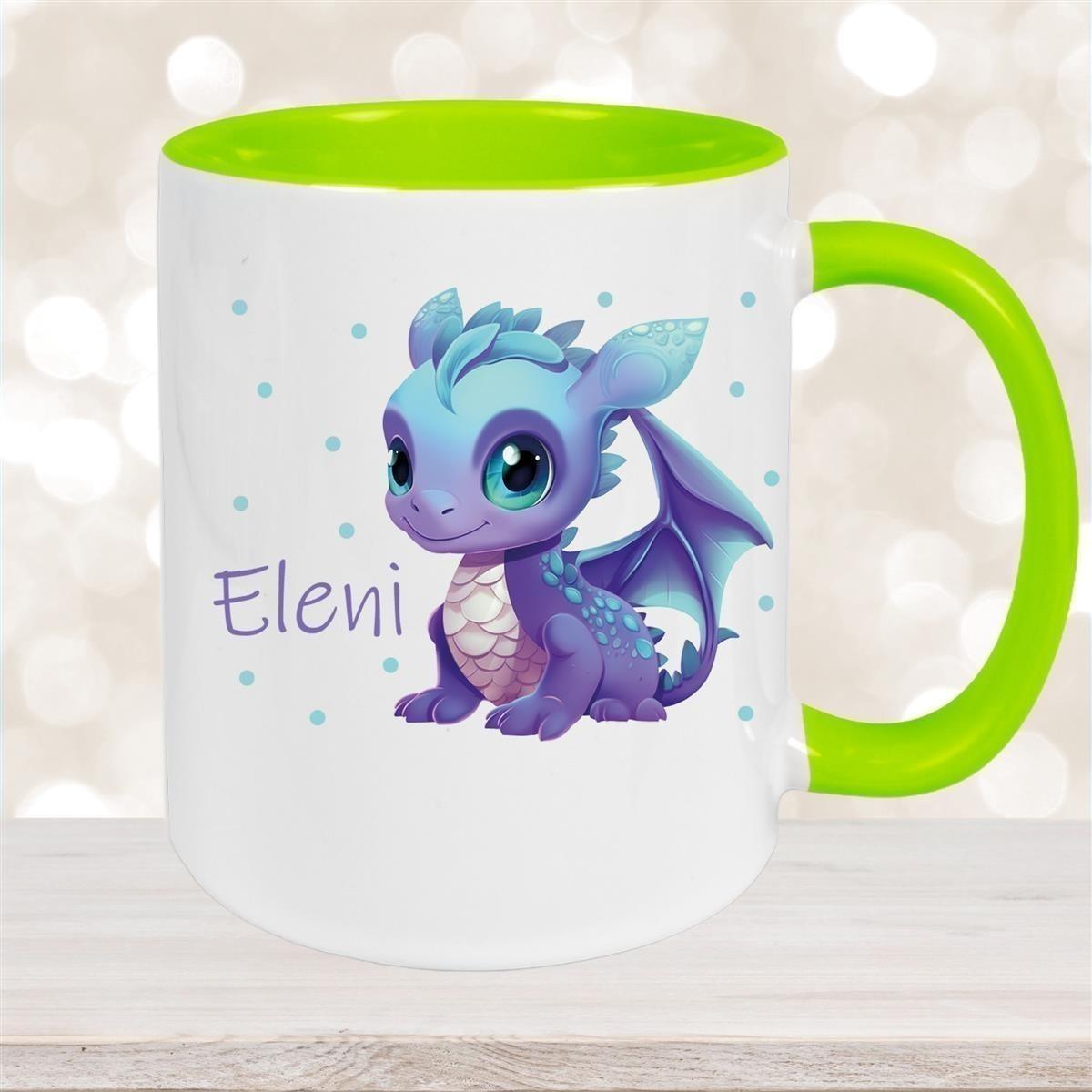 Tasse Wunschname Drache 1 Keramik Kinderbecher versch. Farben