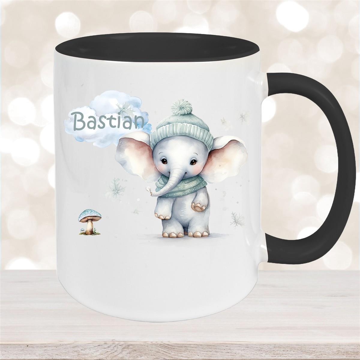 Tasse Wunschname Weihnachten Elefant 1 Keramik Kinderbecher versch. Farben