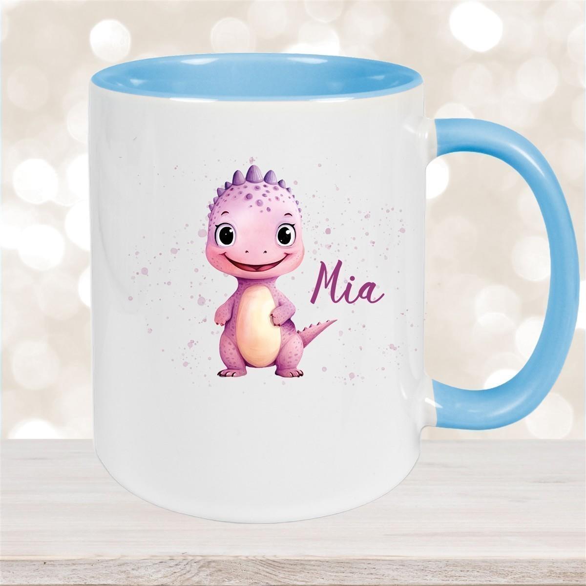 Tasse Wunschname Dino 20 Keramik Kinderbecher versch. Farben