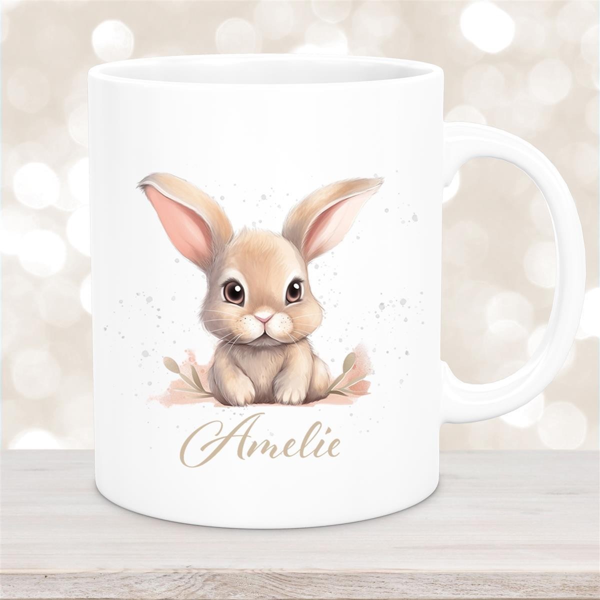 Tasse Ostern - Hase #7 Wunschnamen personalisiert Keramik Weiß