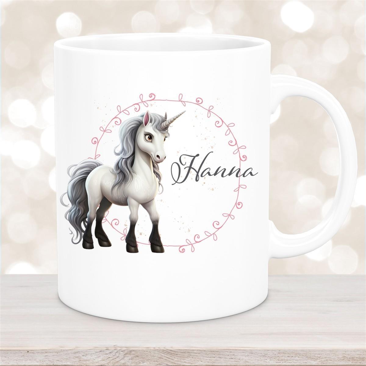 Tasse Einhorn 6 Wunschname Keramik Kinderbecher personalisiert versch. Farben