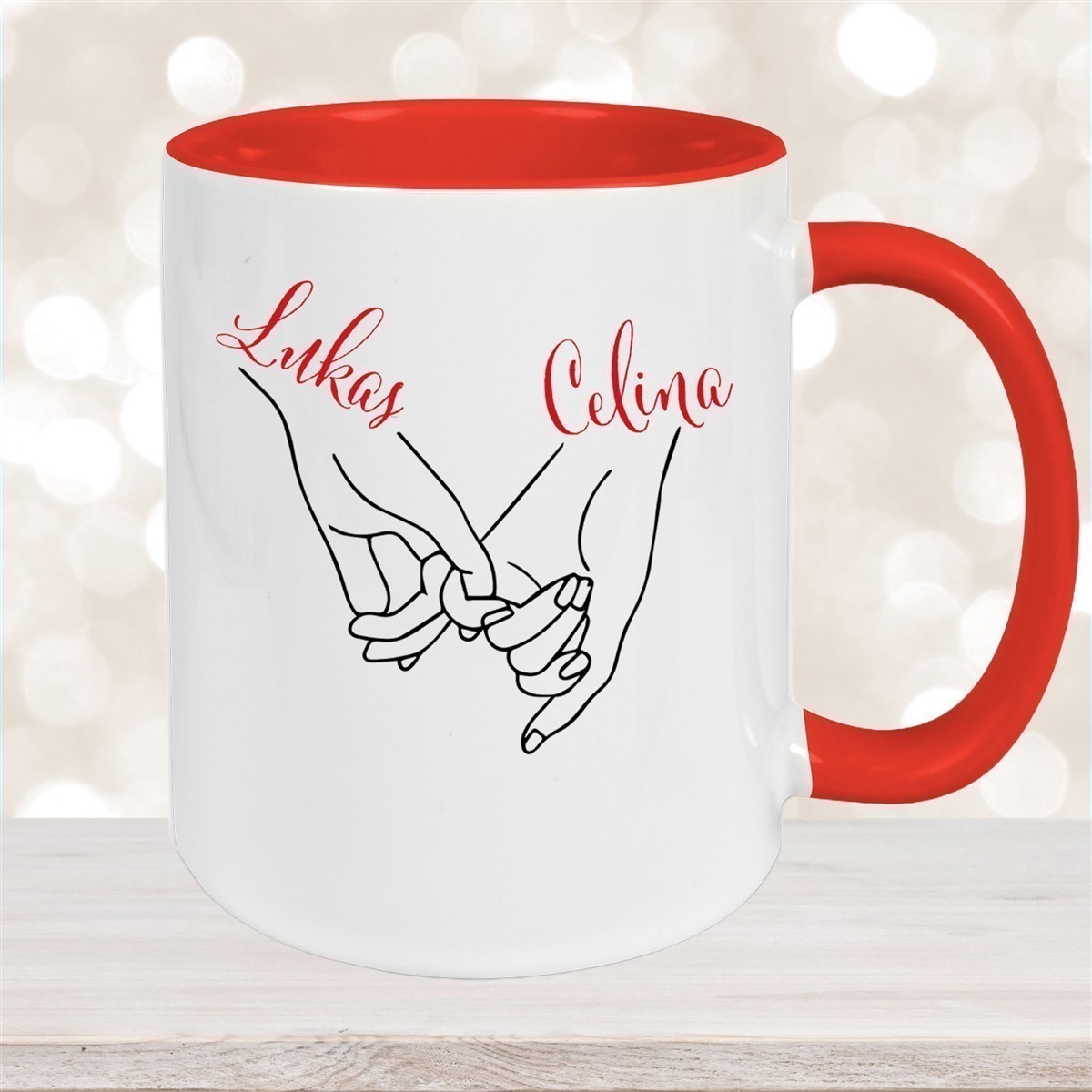 Tasse Hände Valentinstag #5 Wunschnamen Keramik personalisiert versch. Farben