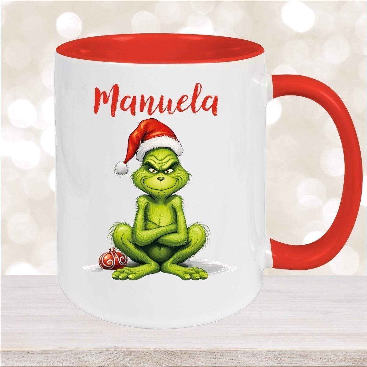 Tasse Wunschname Weihnachten Grinch 4 Keramik Kinderbecher versch. Farben
