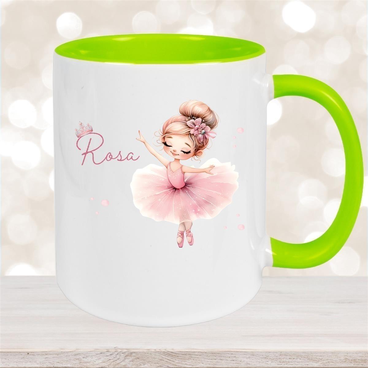 Tasse Ballerina 3 Wunschname Keramik Kinderbecher personalisiert versch. Farben