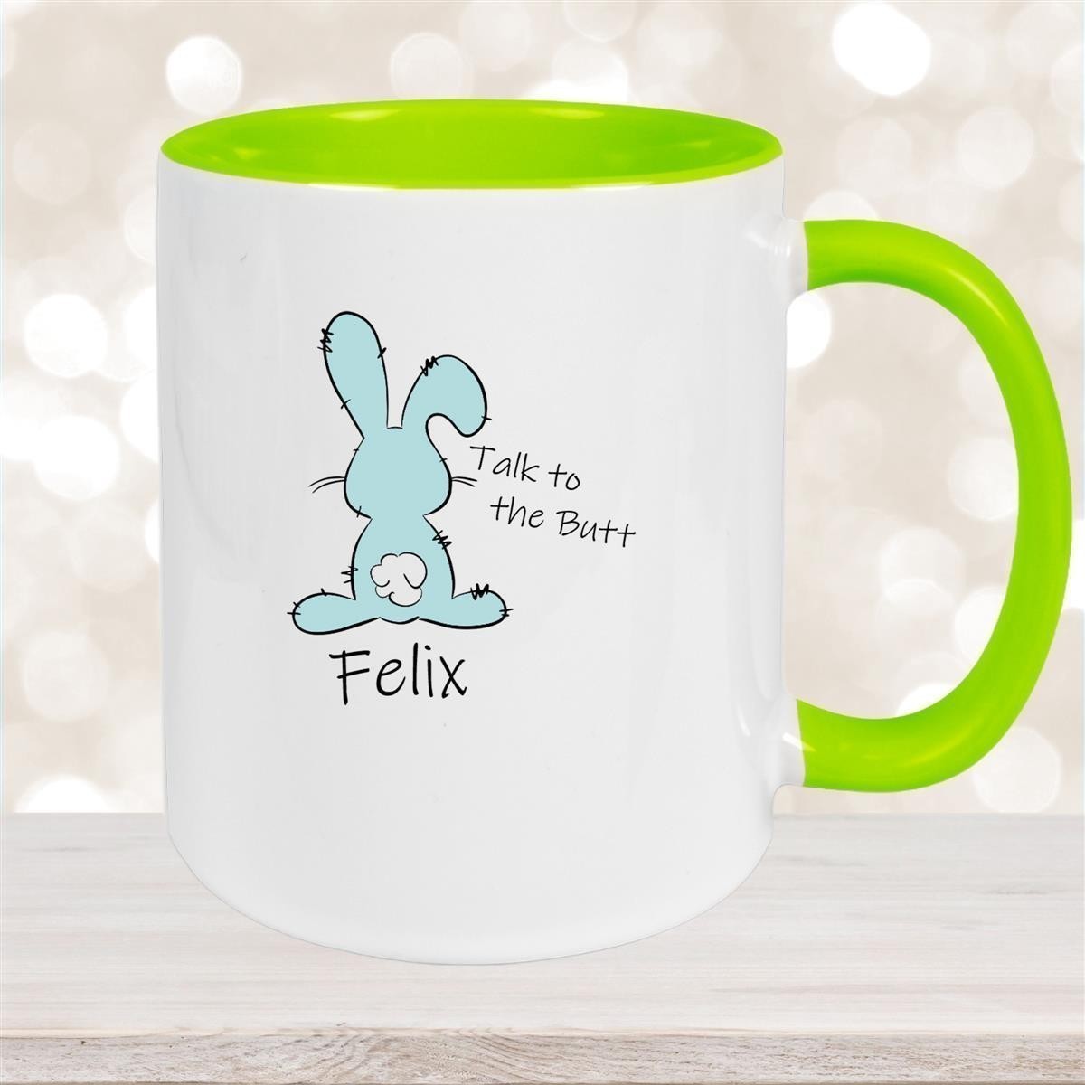 Tasse Ostern - Hase Talk to the Butt #2 Wunschnamen Keramik personalisiert versch. Farben