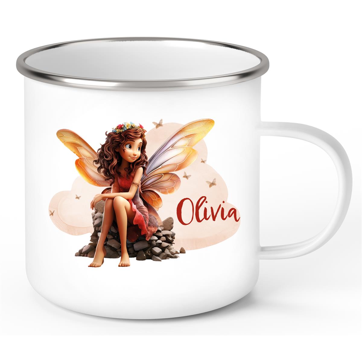 Tasse Fee 2 Wunschname Emaille Kinderbecher personalisiert