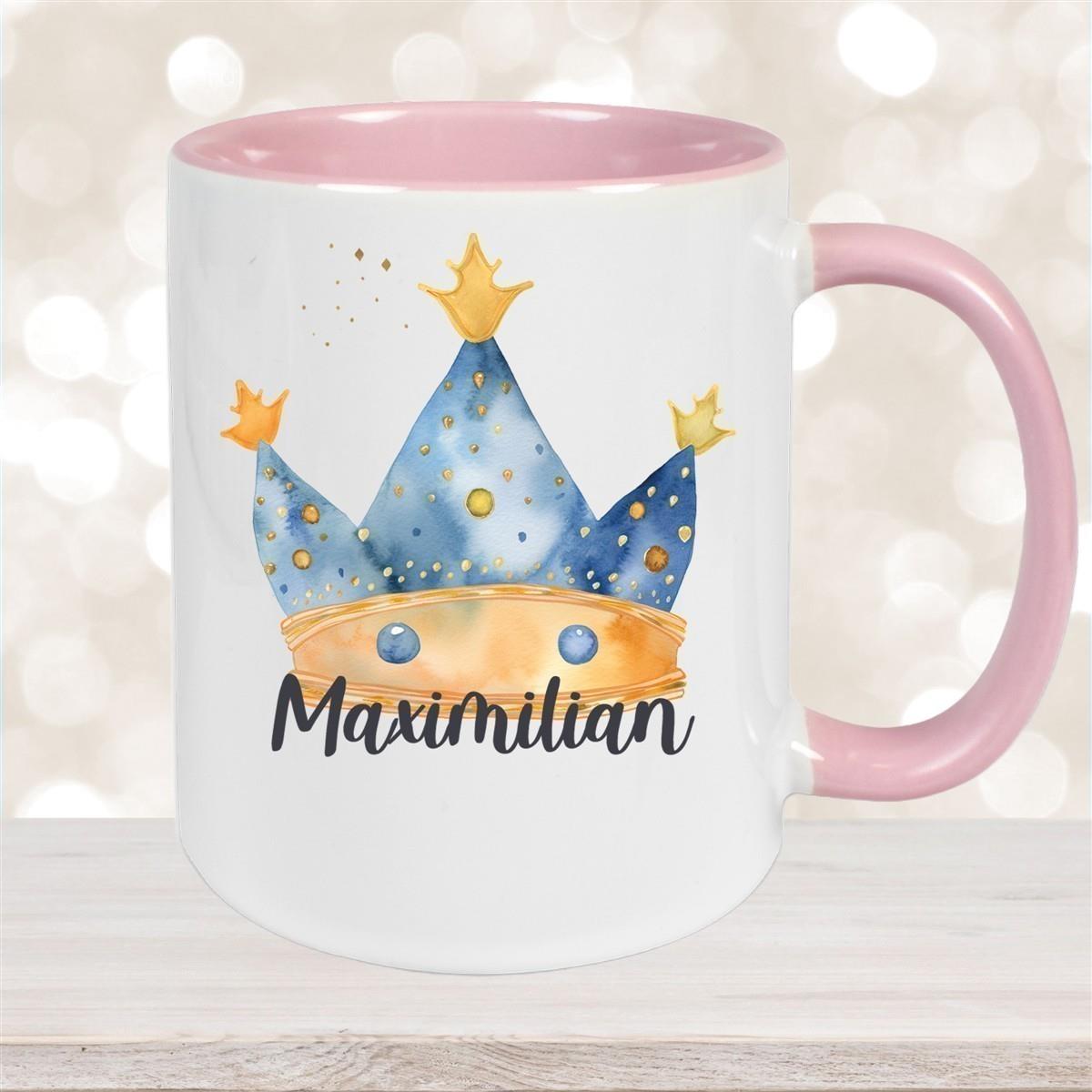 Tasse Prinz Krone 1 Wunschname Keramik Kinderbecher personalisiert versch. Farben
