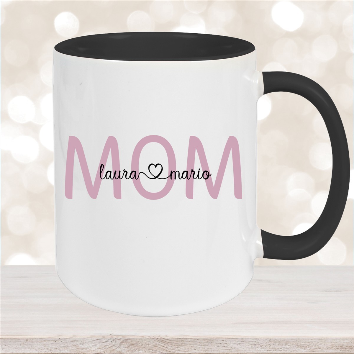 Tasse Muttertag #2 Wunschnamen Keramik Personalisiert Schwarz