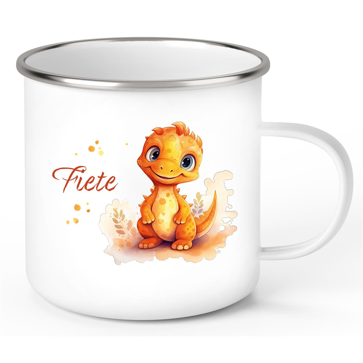 Tasse Wunschname Dino 10 Emaille Kinderbecher