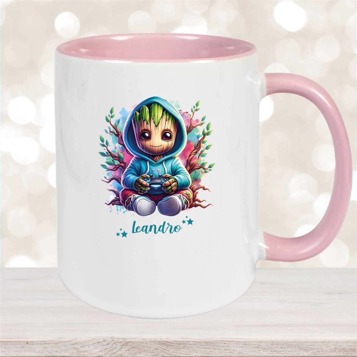 Tasse Wunschname Baby-Groot #6 Keramik Kinderbecher personalisiert Altrosa