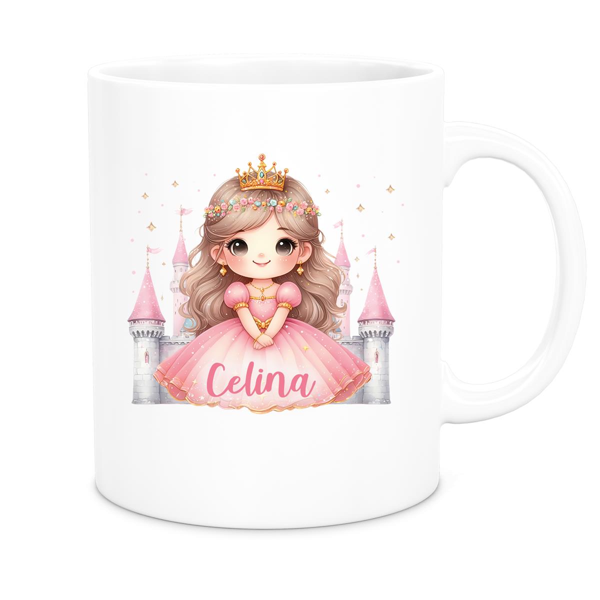 Tasse Kinder Prinzessin 3 Wunschname Keramik Kinderbecher personalisiert versch. Farben