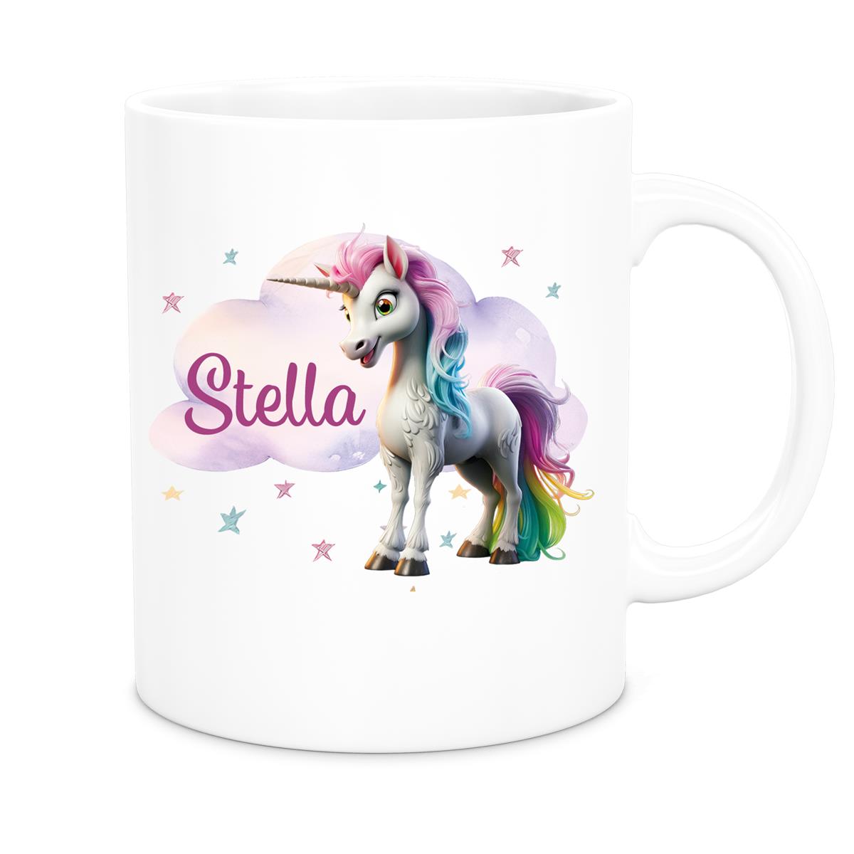 Tasse Einhorn Wolke 4 Wunschname Keramik Kinderbecher personalisiert versch. Farben