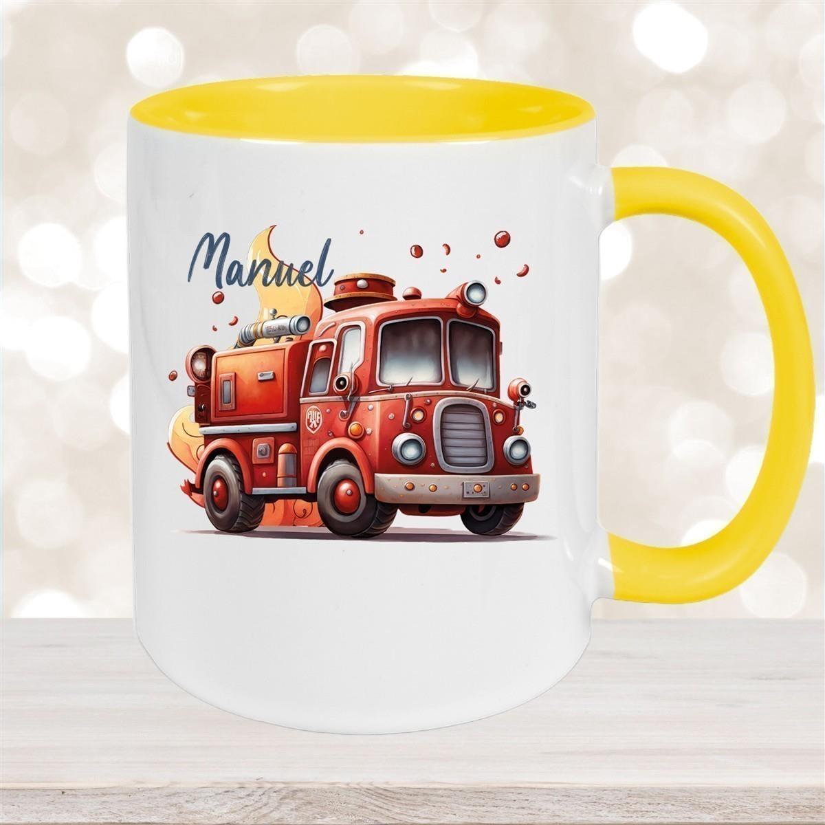 Tasse Wunschname Feuerwehr 1 Keramik Kinderbecher versch. Farben