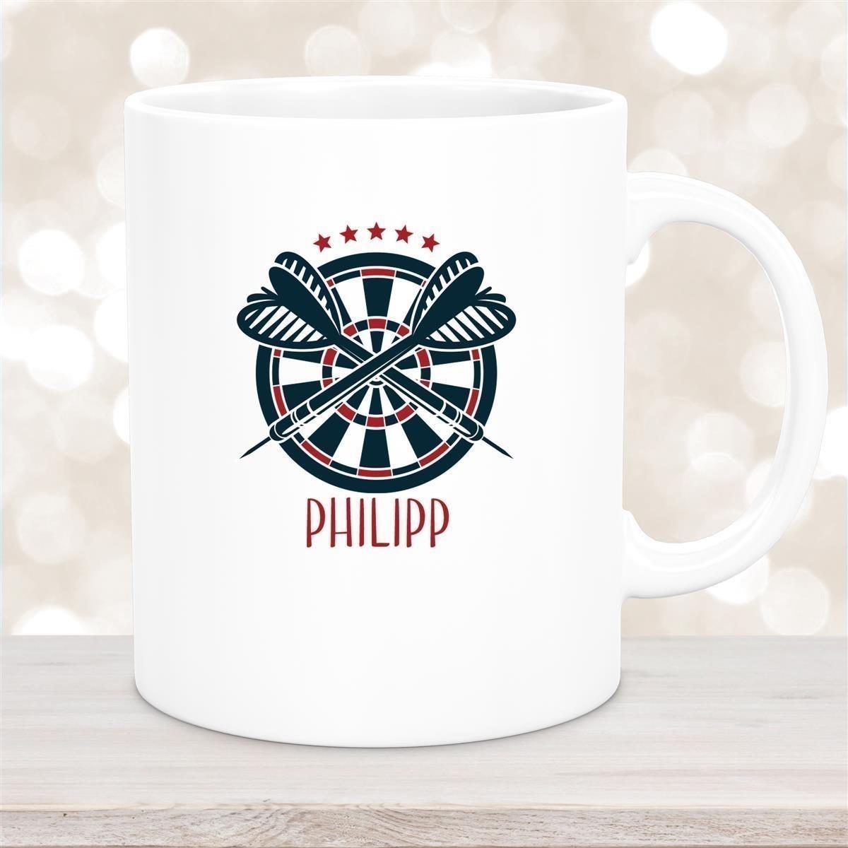Tasse Dart 1 Wunschname Keramik Kinderbecher personalisiert versch. Farben