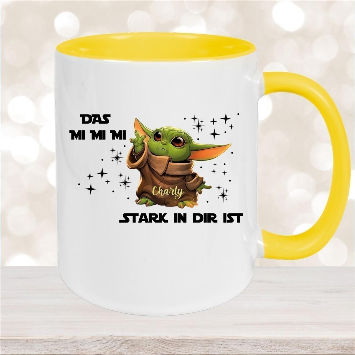 Tasse Wunschname Baby-Yoda 1 Keramik Kinderbecher personalisiert versch. Farben