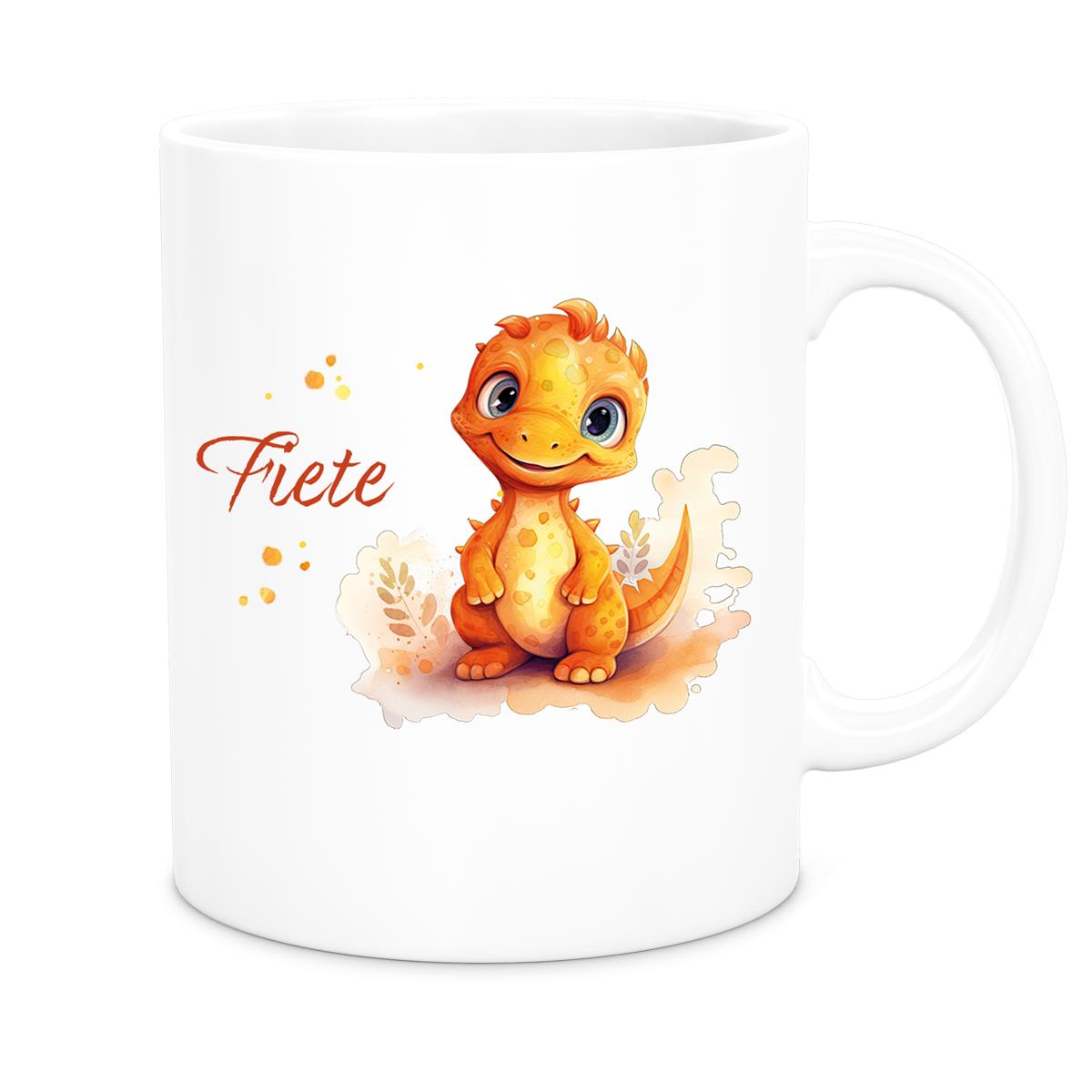 Tasse Dino 10 Wunschname Keramik Kinderbecher Personalisiert versch. Farben