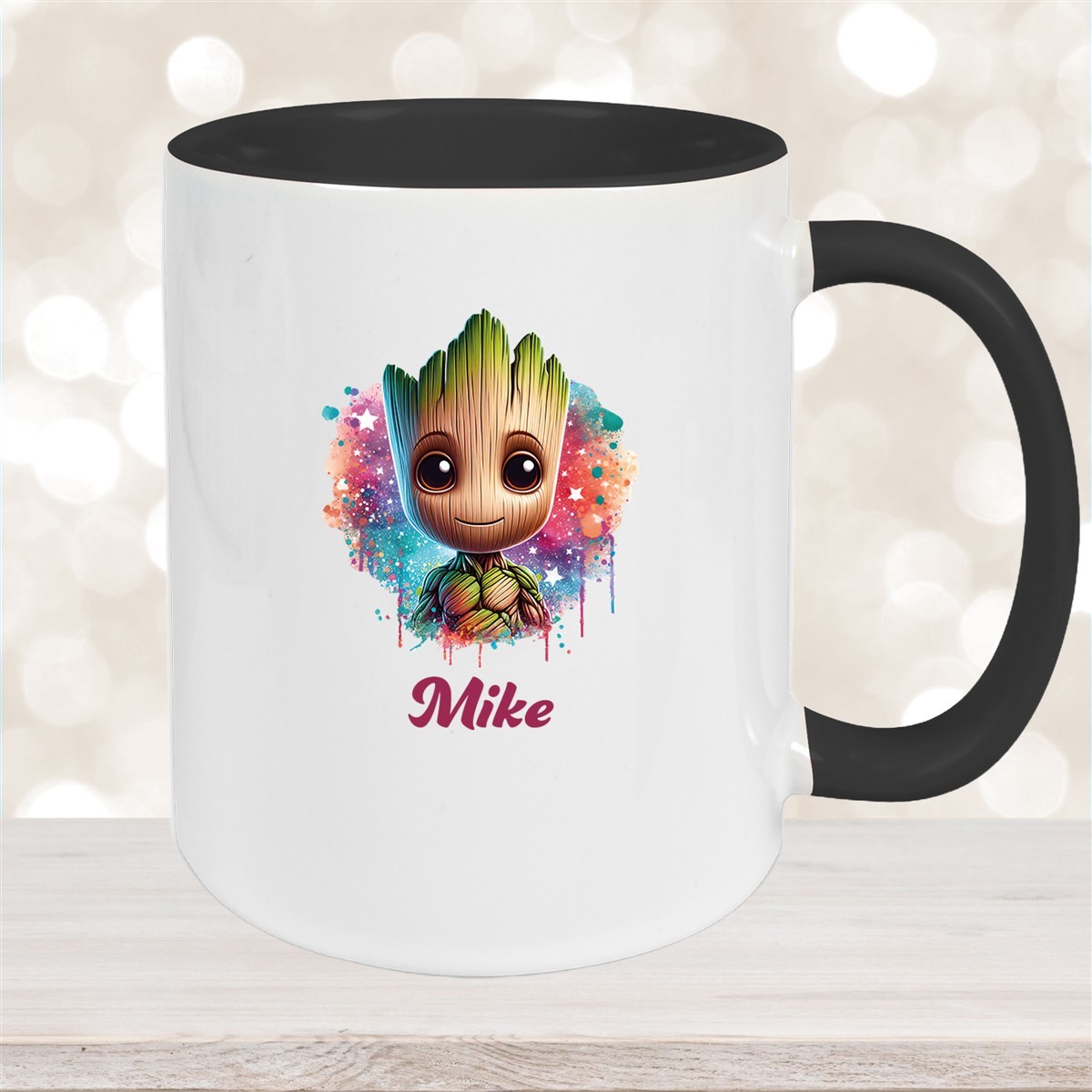 Tasse Baby-Groot #4 Wunschname Keramik Kinderbecher personalisiert Schwarz