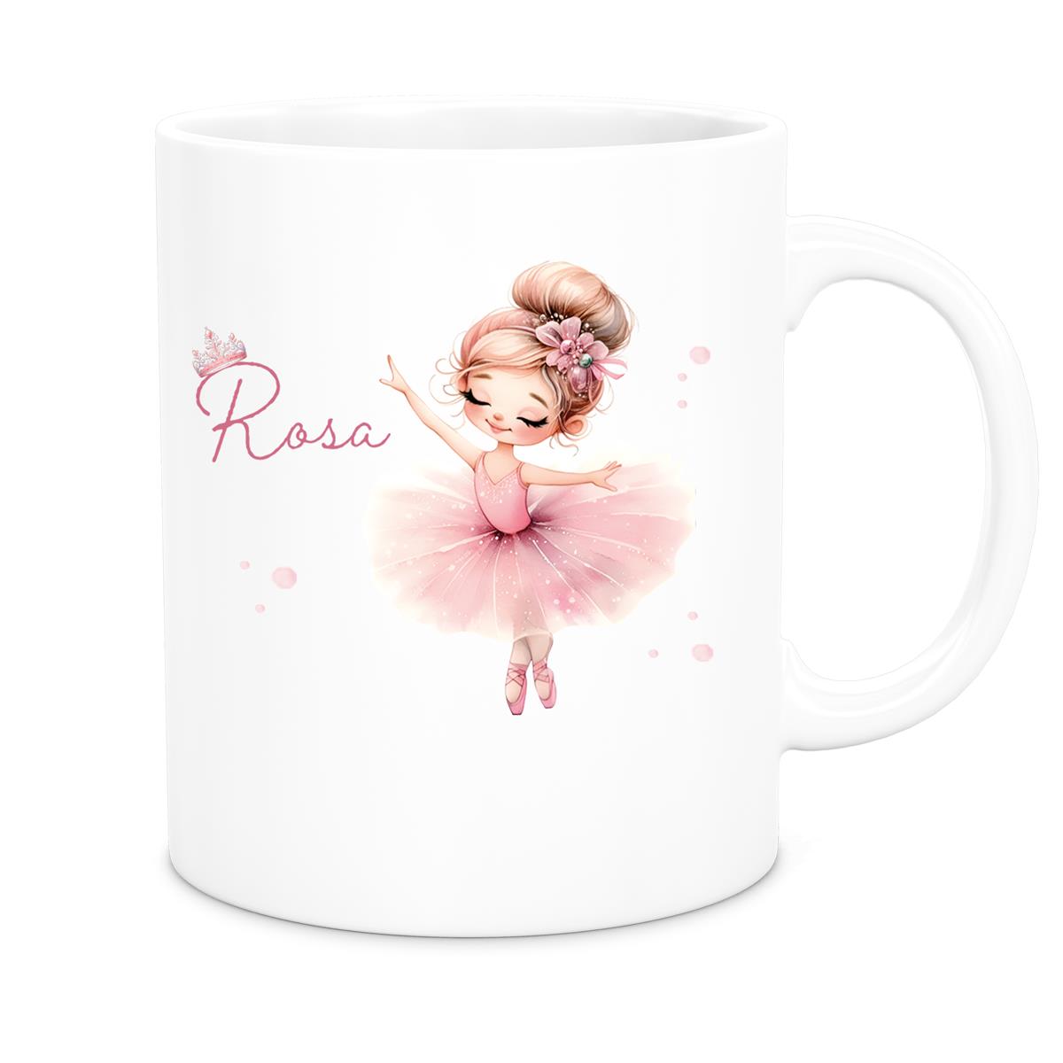Tasse Ballerina 3 Wunschname Keramik Kinderbecher personalisiert versch. Farben