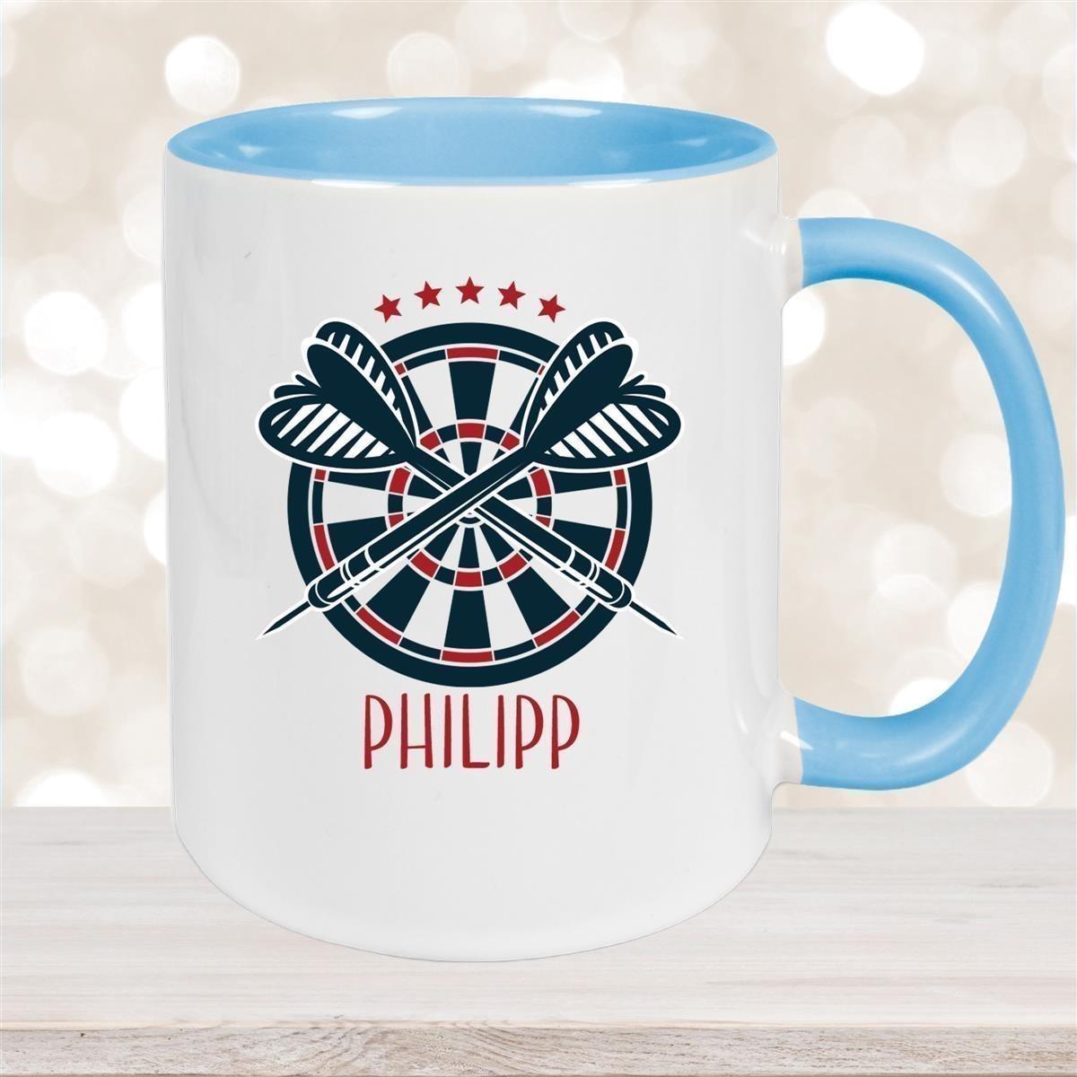 Tasse Dart 1 Wunschname Keramik Kinderbecher personalisiert versch. Farben