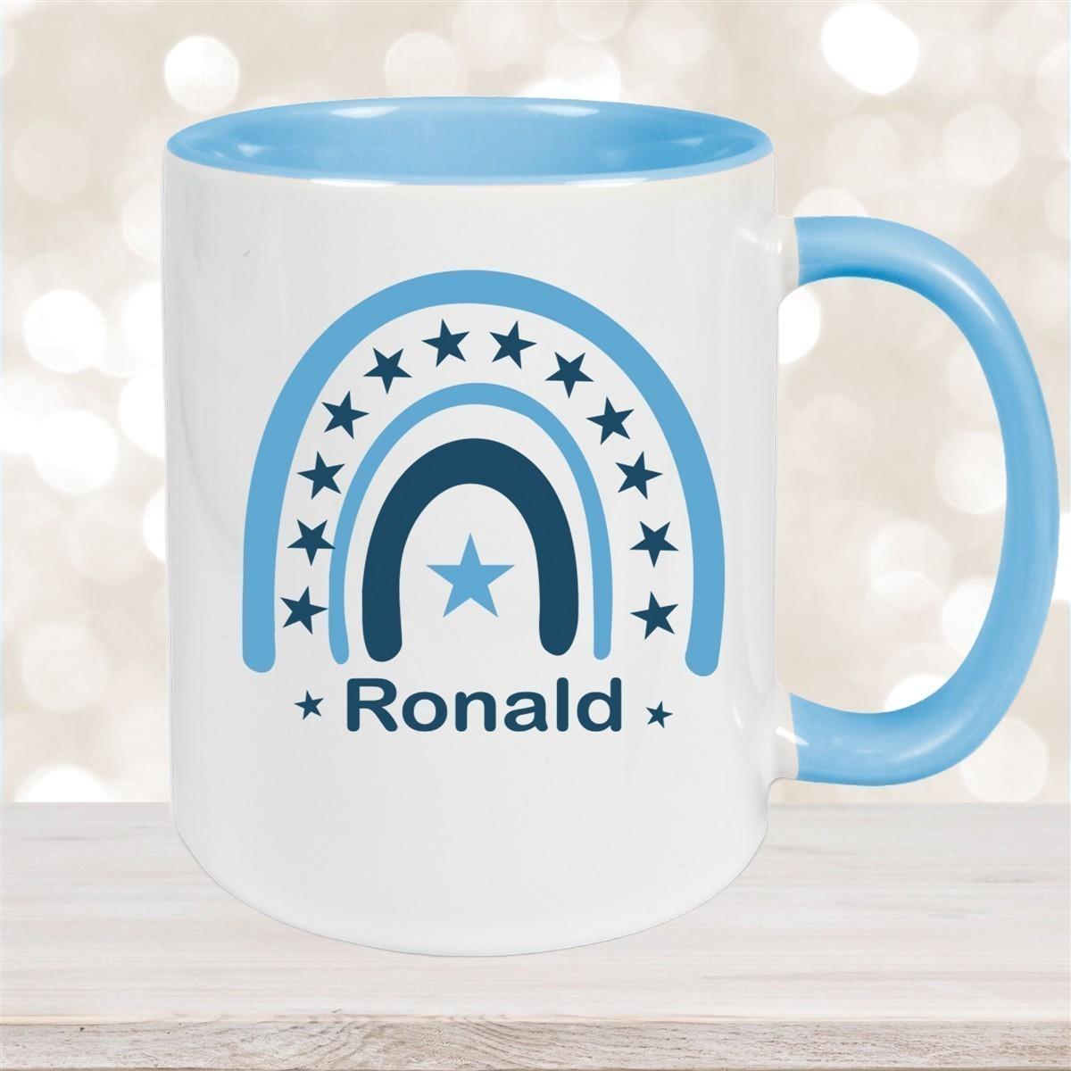 Tasse Wunschname Regenbogen 3 Keramik Kinderbecher versch. Farben