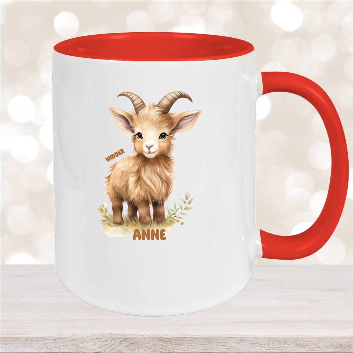 Tasse Sternzeichen Kinder Widder #1 Wunschname Keramik Kinderbecher personalisiert Rot