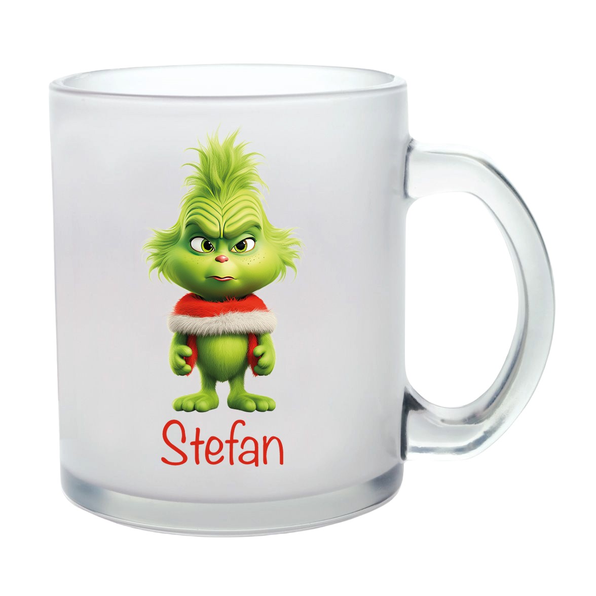 Milchglastasse Wunschname Weihnachten Grinch 1 Glas Kinderbecher SONDEREDITION