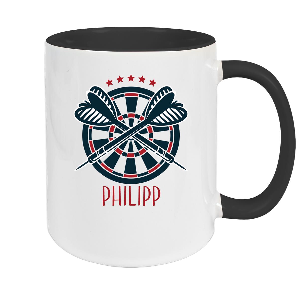 Tasse Dart 1 Wunschname Keramik Kinderbecher personalisiert versch. Farben