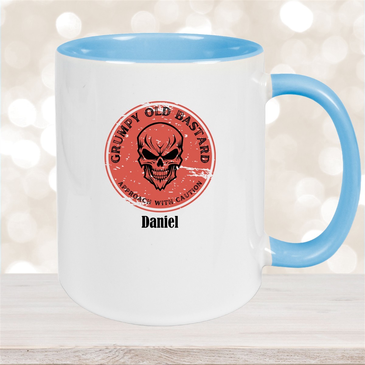 Tasse Wunschname Grumpy Old Bastard Keramik Hellblau