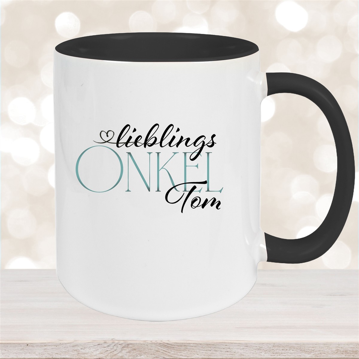 Tasse Wunschname Lieblings-Onkel #1 personalisiert Keramik Becher Schwarz
