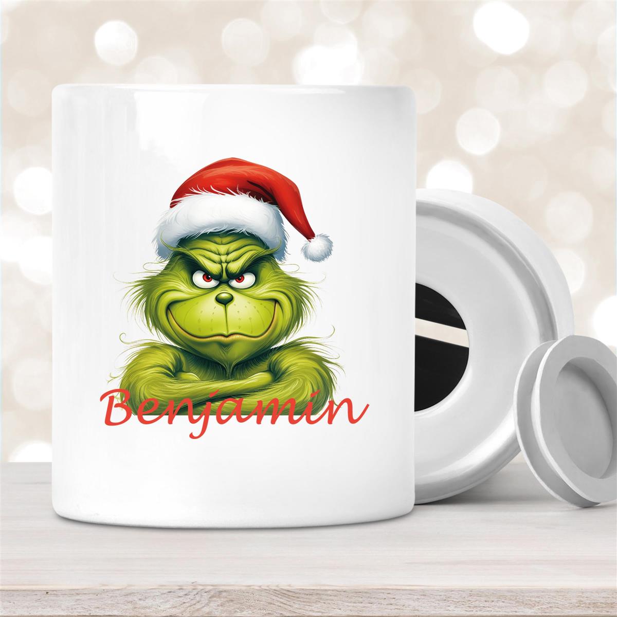 Spardose mit Wunschname Weihnachten Grinch #2 personalisiert